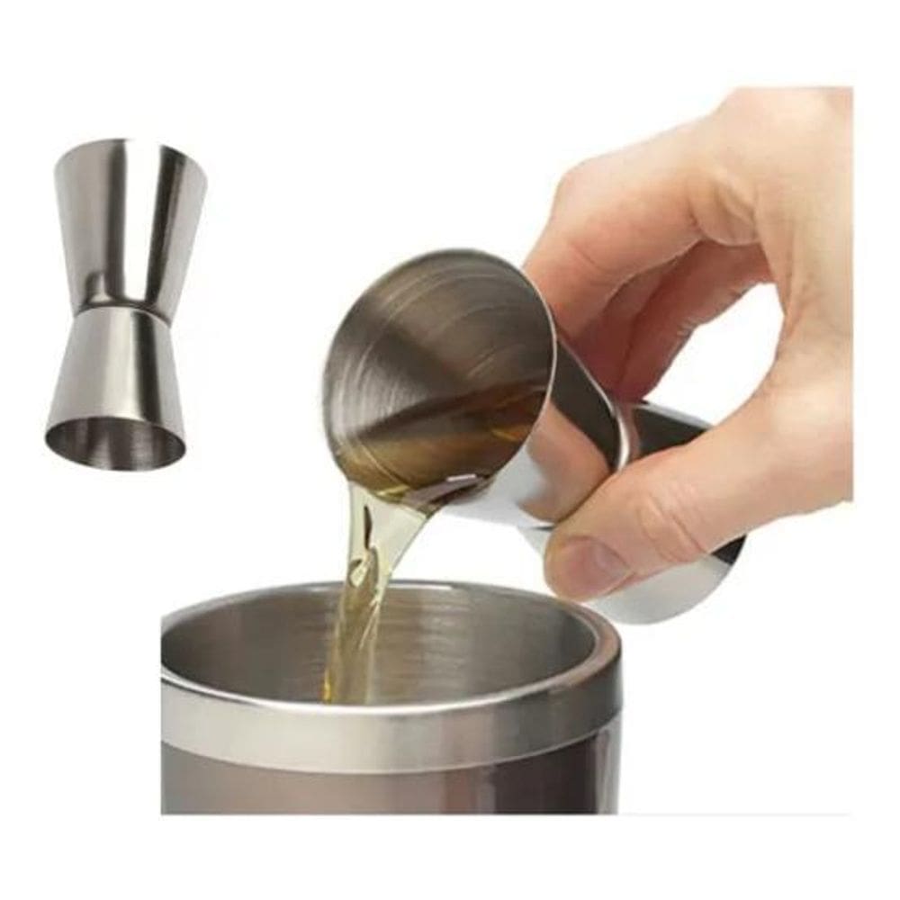 3X Dosador Duplo Inox Copo Medidor Bebida Drink Bar 25/50Ml