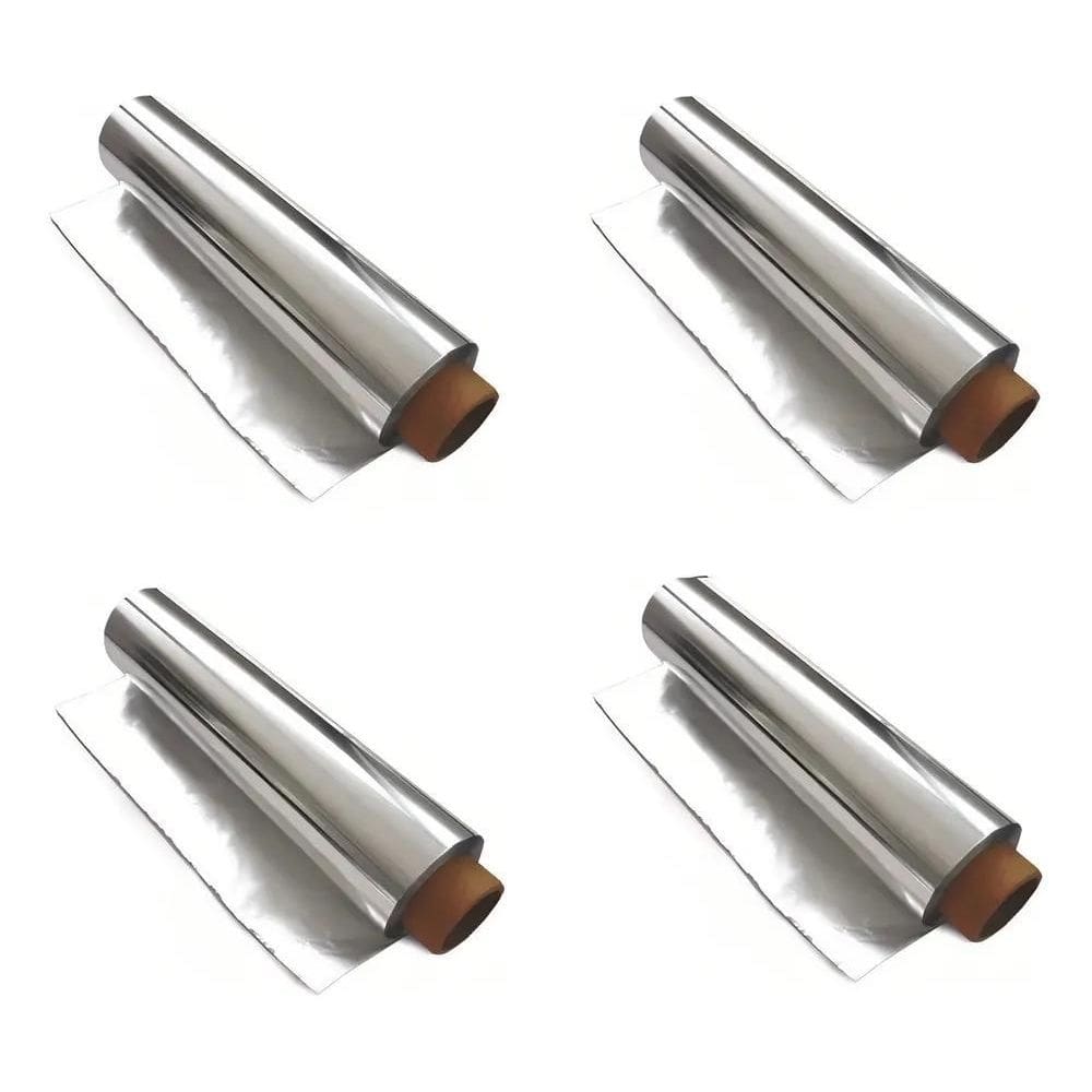 10X Kit 4 Rolos De Papel Alumínio 30 Cm X 100 Metros