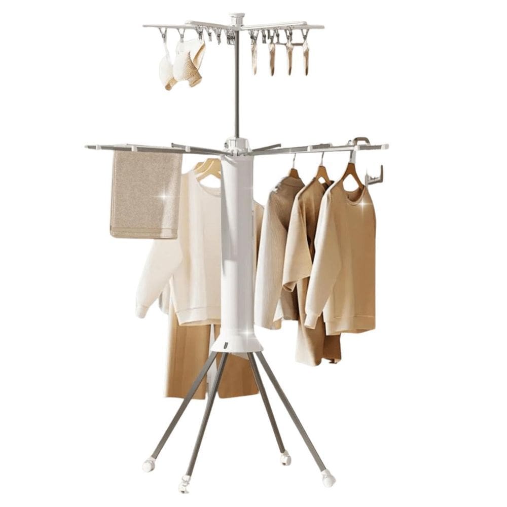 Varal De Chão Duplo Aço 2 Andares Dobrável Retrátil Multiuso