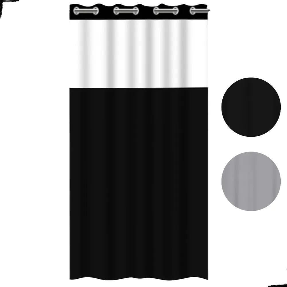 Cortina De Banheiro Box Com Visor Pvc Impermeável Grossa