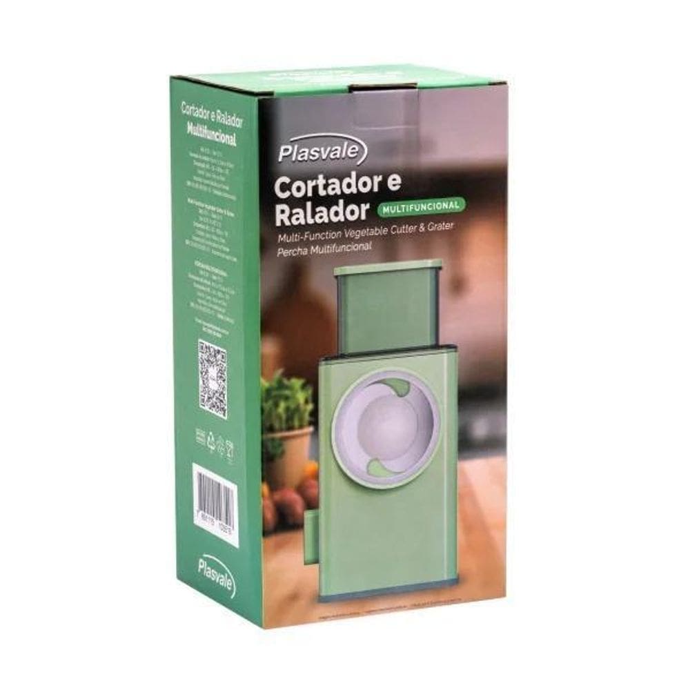Ralador Cortador Fatiador De Legumes 3 Em 1 Verde Plasvale