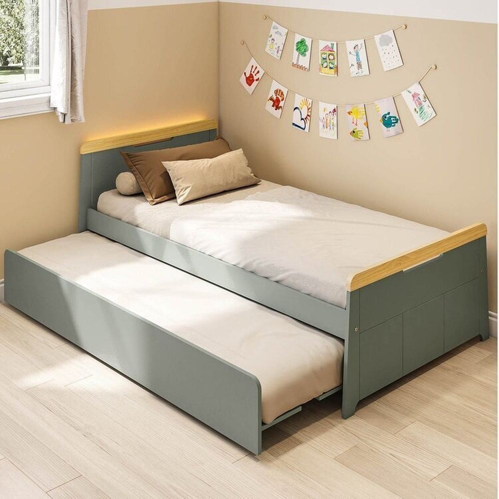 Bicama com Led na Cabeceira Petit Casatema Madeiraoriginals Verde/Mel