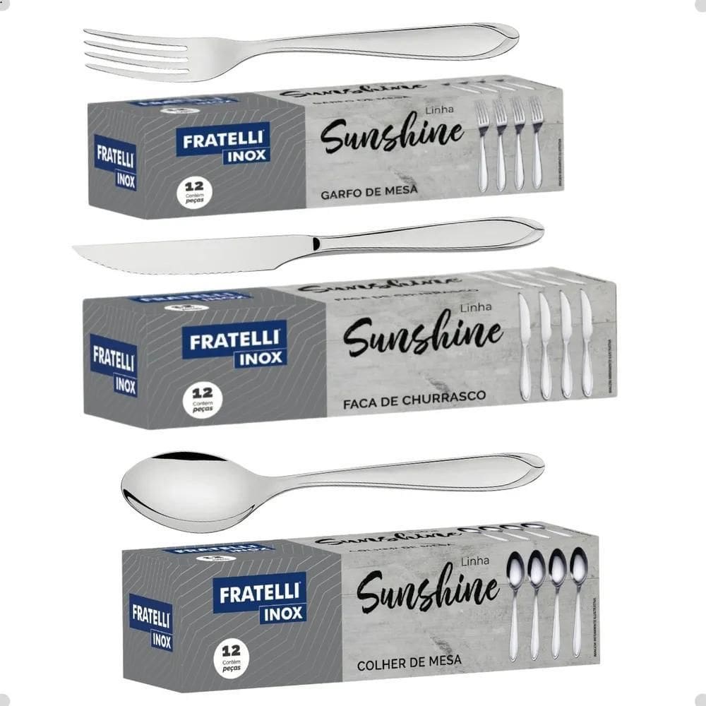Jogo Garfo Faca Colher Inox 36 Pçs Restaurante Buffet Talher