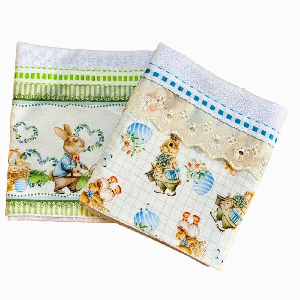 Pano De Prato Decoração Cozinha De Páscoa Premium Luxo 06Un