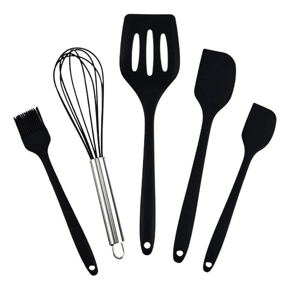 Kit Utensílios Cozinha Silicone 5 Peças Espátula Fue Pincel