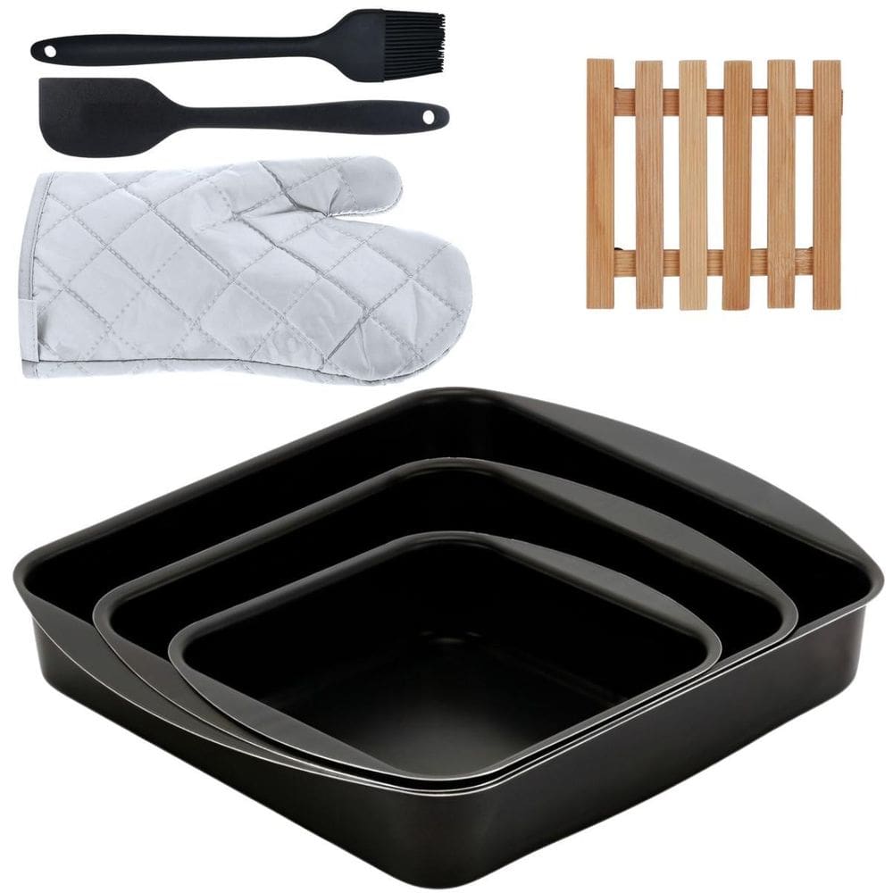 Assadeira 3 Pçs + Descanso Panela + Pincel + Espátula +Luva