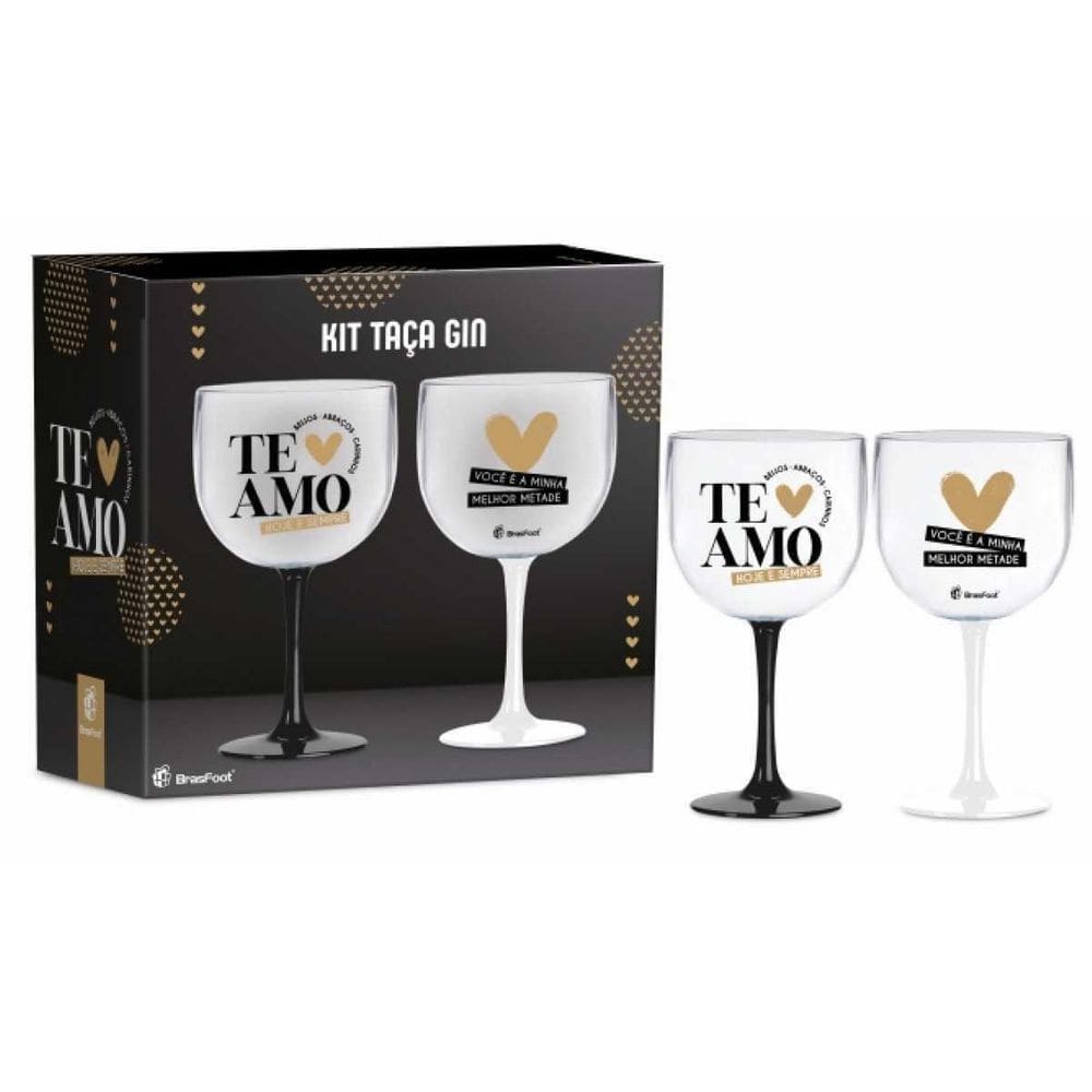 Conjunto 2 Taca Gin Bicolor Te Amo Hoje E Sempre Brasfoot