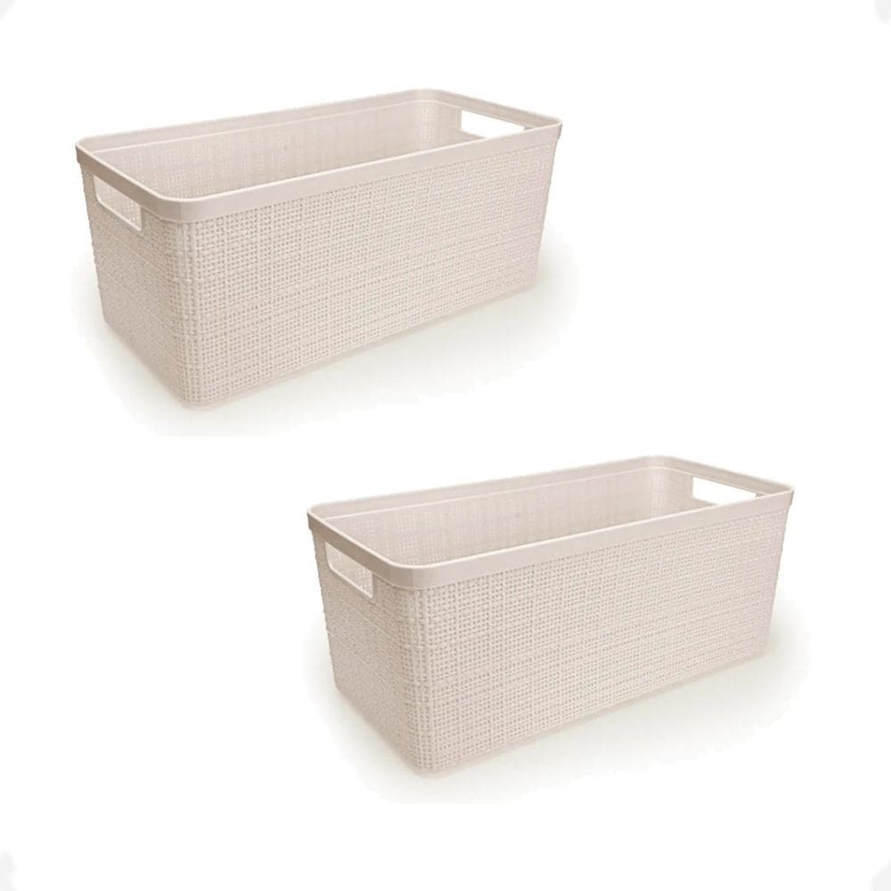 Kit 2 Cesto Juta Organizador Alongado Grande Decoração