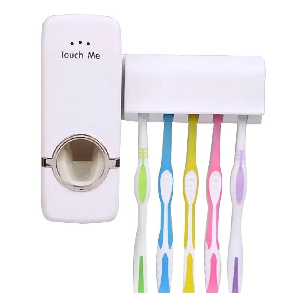 Dispenser Creme Dental + Porta Escova Suporte Para 5 Escovas