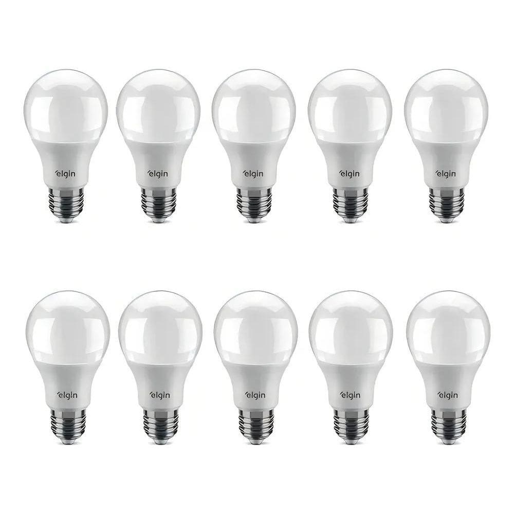 Kit 10 Lâmpadas Led 9W Bulbo Bivolt Branca Fria 6500K Elgin