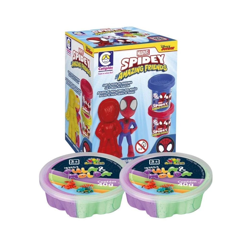 Massinha Spidey E Amigos + Massinha De Modelar Pula E Molda