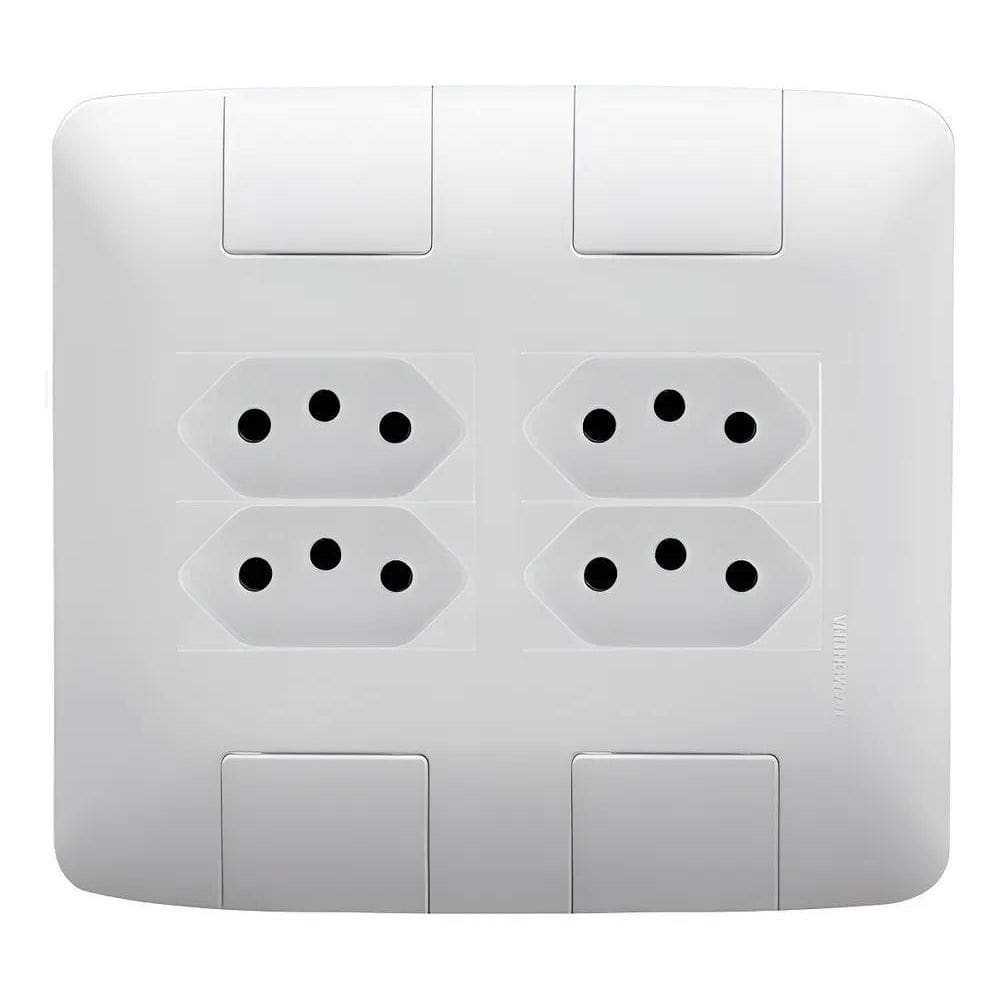 Conj 4 Tomadas 20A 4X4 Linha Aria Tramontina Branco
