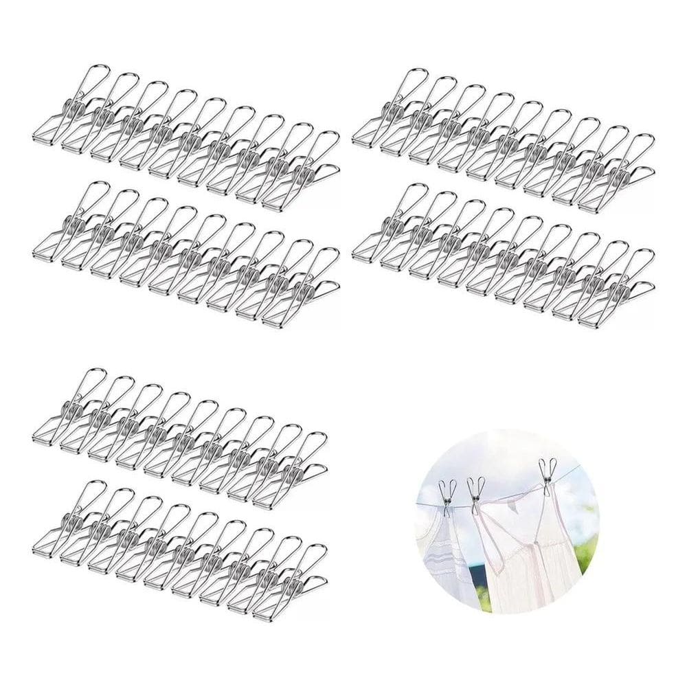 3X Kit 60 Prendedor De Roupa Inox Para Casa Cozinha