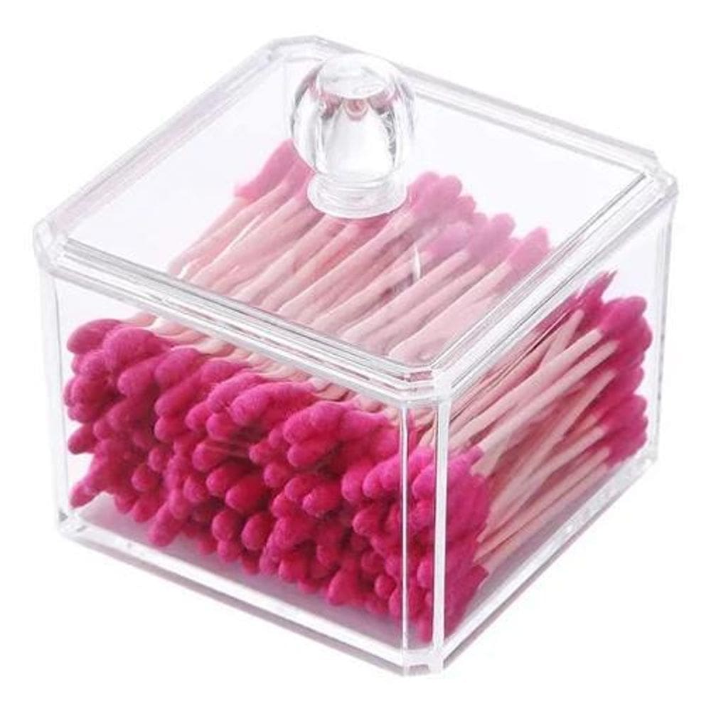 2X Caixa Acrílico Para Organizar Cotonete, Algodão E Acessór
