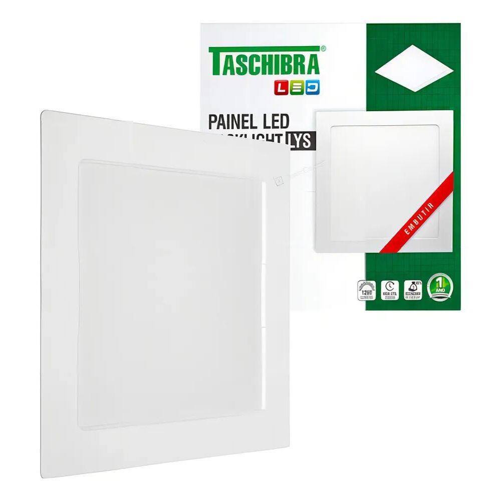 10X Painel Led Taschibra Lys 18W Embutir Quadrado 3000K Luz