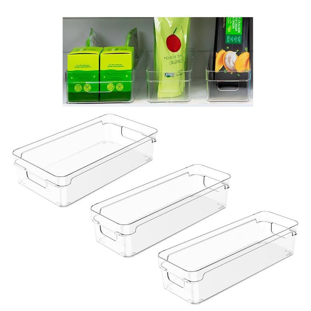 Kit 3 Organizador De Armários Cozinha 2,8 E 1,9 Litros