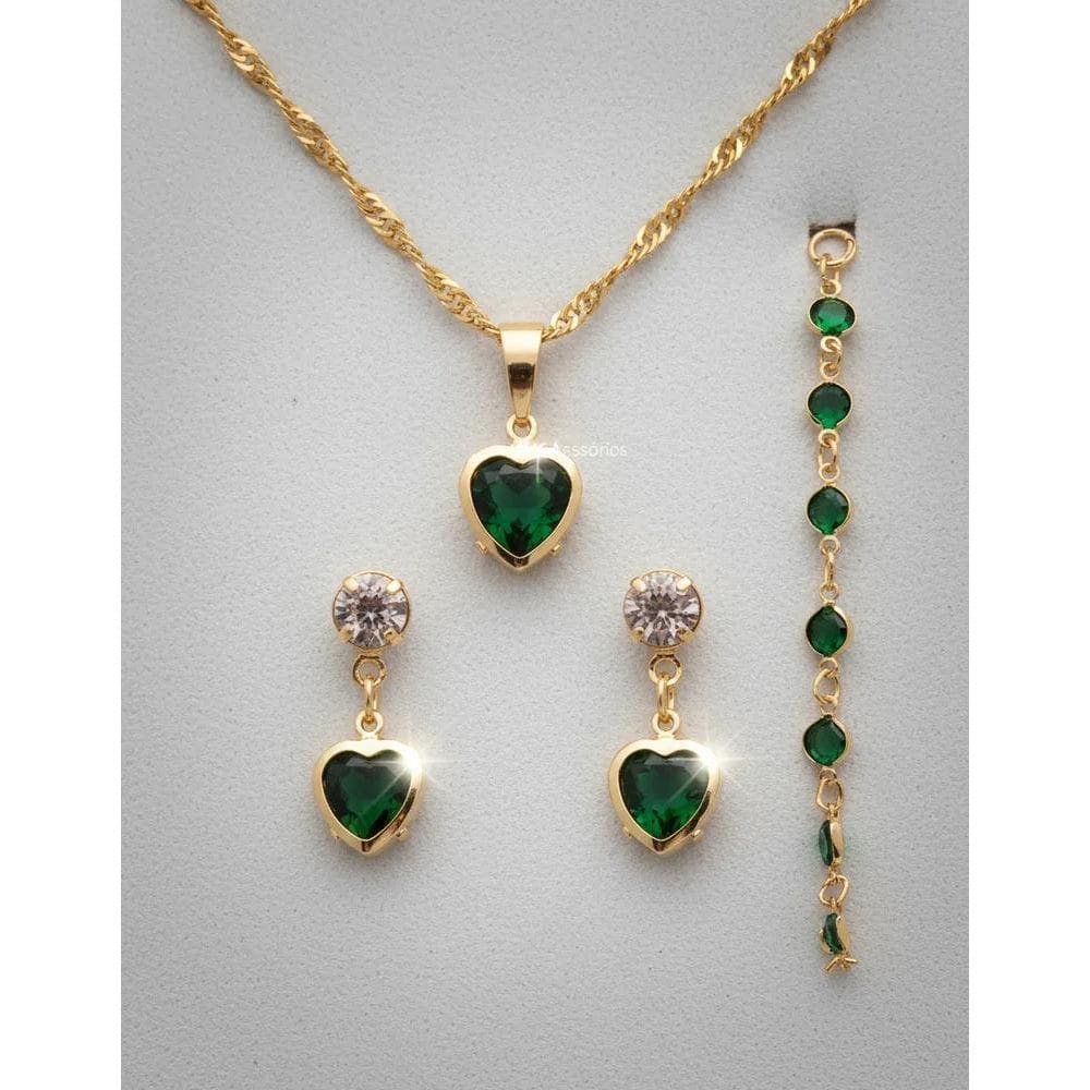 Corrente Feminina+ Pulseira+ Brinco Folheado A Ouro Prom Ver