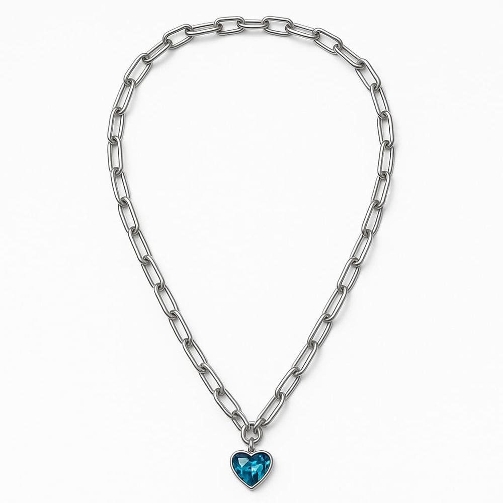 Colar Pingente Coração Azul Feminino Delicado Luxo Presente