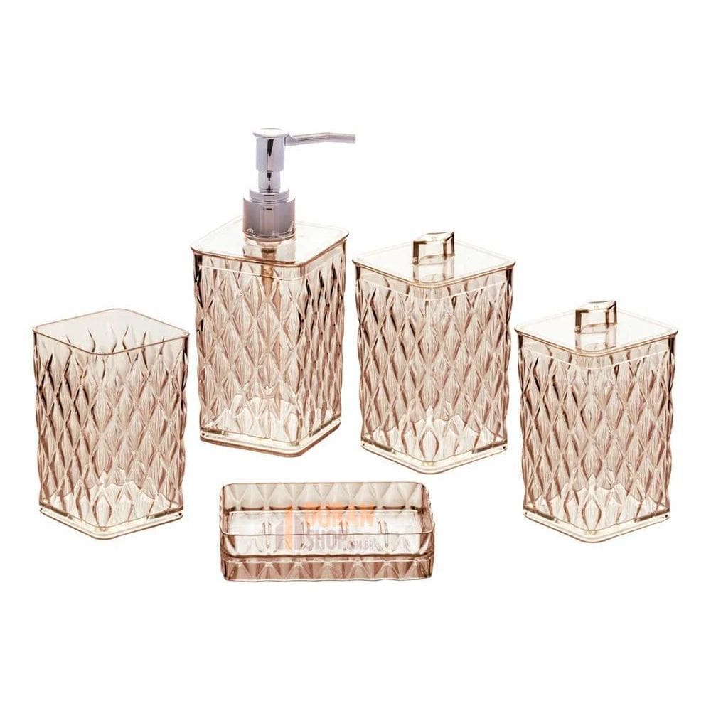 Jogo Luxo Glamour Utensílios De Lavabo 5 Peças Pia Banheiro