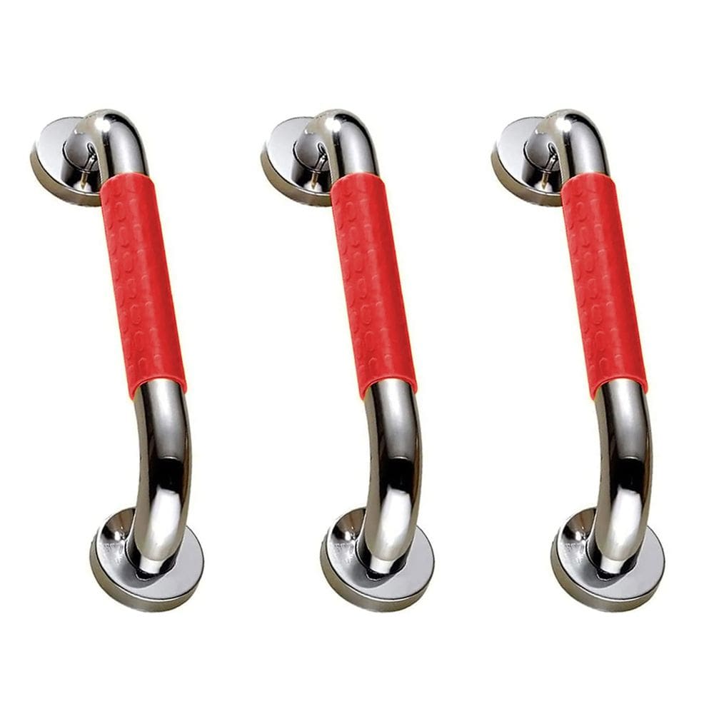 Barra de Apoio 4cm Alça Antiderrapante Kit 3 uni Suporte Anti Queda Banheiro Box Escada Idoso Gestante Cadeirante