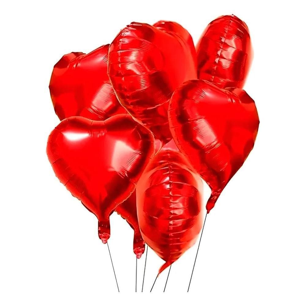 25 Balão Metalizado Coração - 45 Cm C/Lacre Decoração Festa