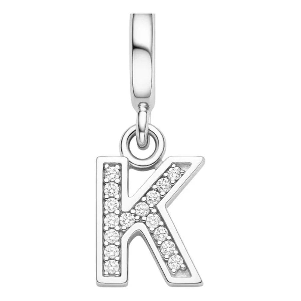 Pingente Berloque Iniciais Cristal Prata 925 Prata - K