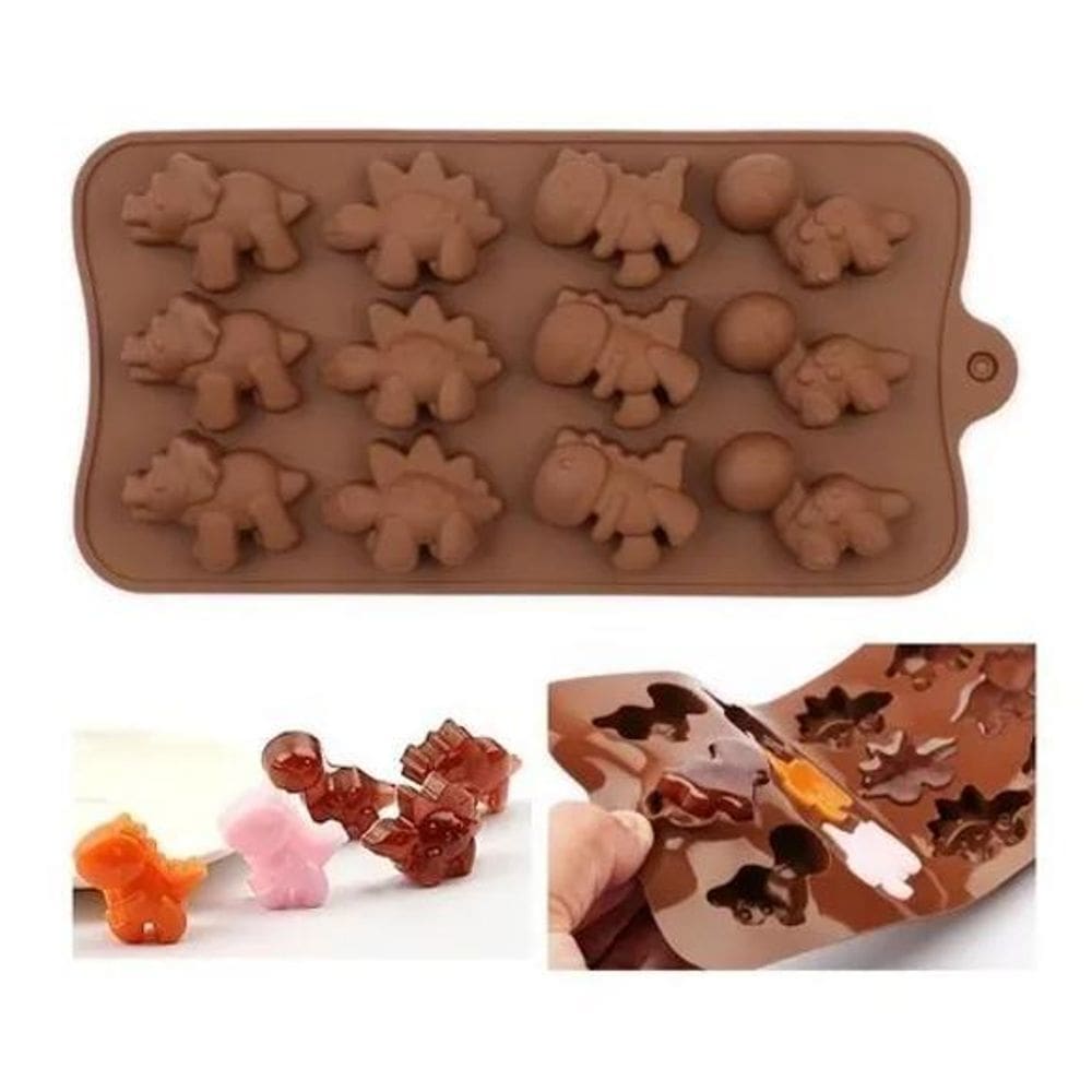 2X Forma De Silicone Dinossauro Chocolate Gelo Doces Sabonet