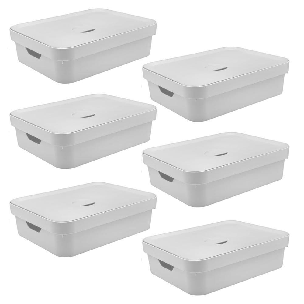 Caixa Organizadora Ou Plastico 16L Cube Branca 06 Unidades