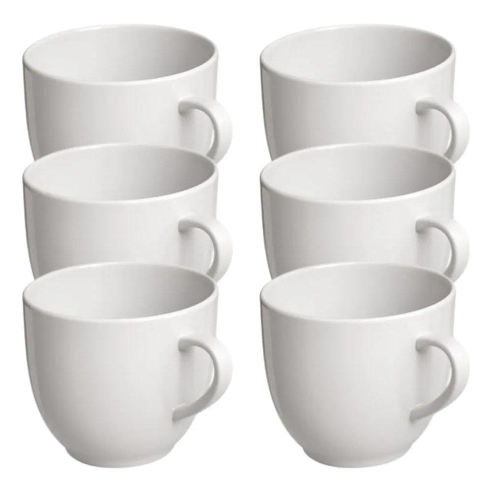 10X Jogo 6 Xicara Café Chá Porcelana 170Ml Branco Mundo Da