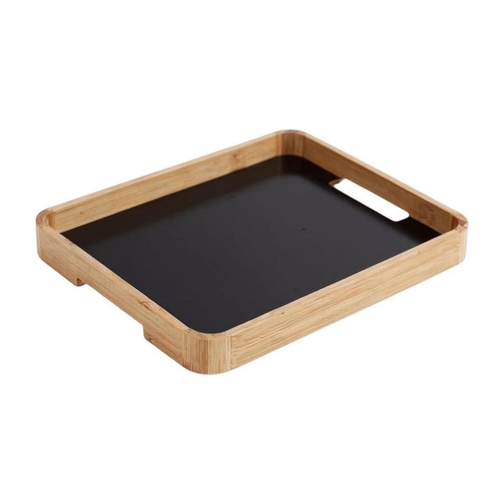 Bandeja Retangular Bambu Mdf Basis Com Pegadores Alça Servir