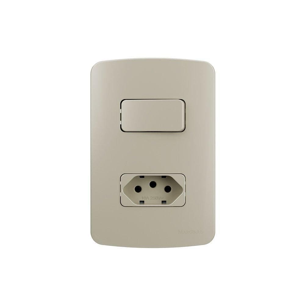 Interruptor Simp+Tomada 2P+T 10A Margirius B3Colors Placa4X2