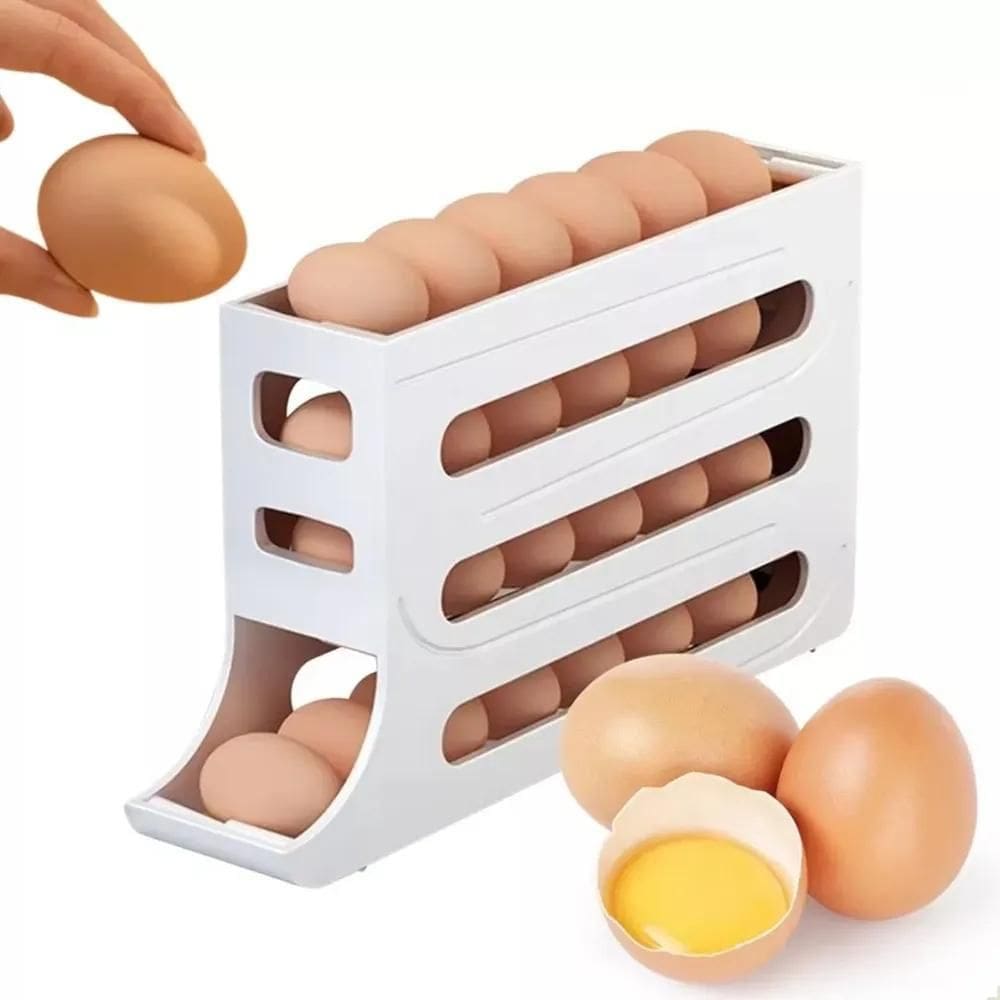 10X Porta Ovos Suporte Rolante Dispenser Rolante 4 Andares