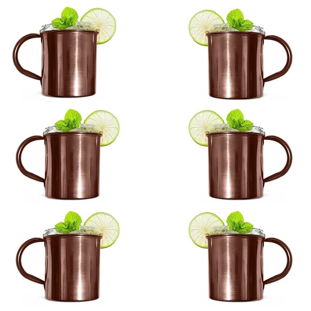 Kit 6 Canecas Moscow Mule Lisa Drink Aço Inox Premium 420Ml