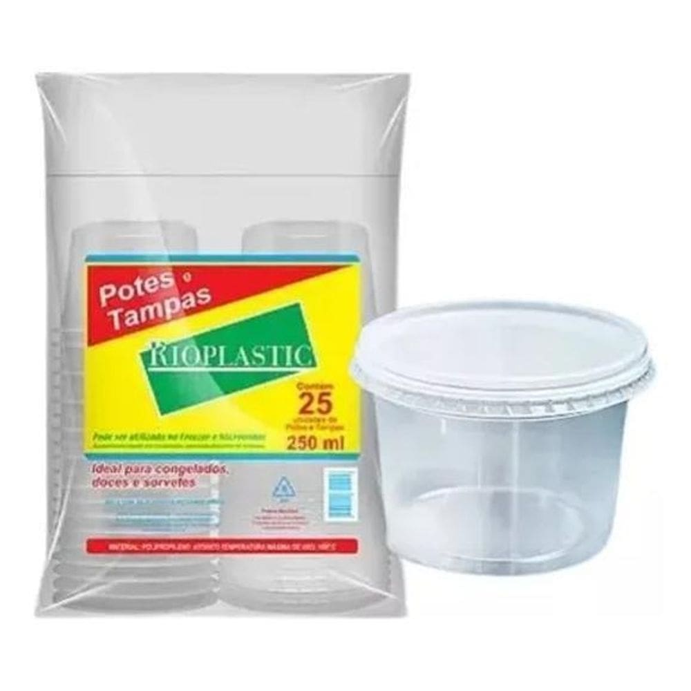 Pote Descartável Redondo Com Tampa Transparente 250Ml - 50Un