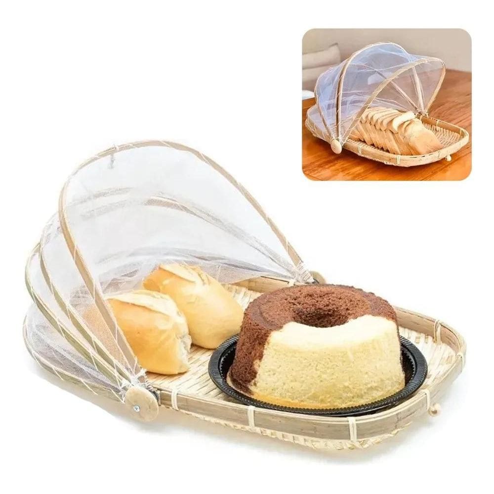 Cesto Porta Pão/Bolo Cobertura Retrátil Retangular 42 X 27Cm