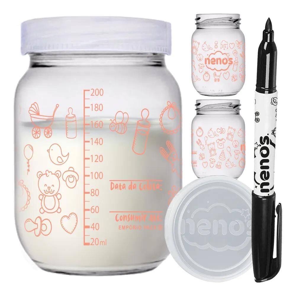 3 Potes Vidro Armazenar Leite Materno, Papinha