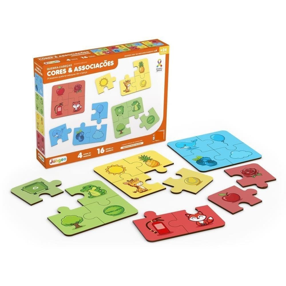 Quebra Cabeça Infantil Cores E Associações Em Madeira - Junges 389
