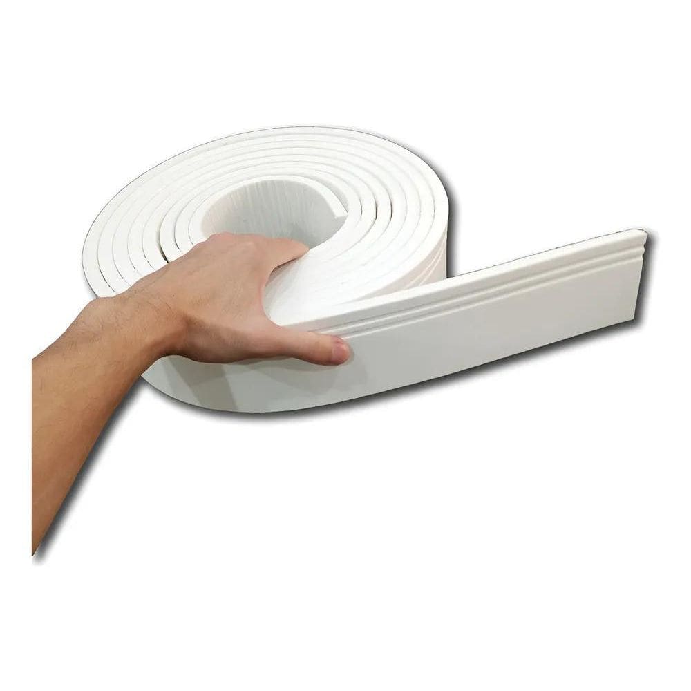 Rodapé Moldura Autocolante Eva Branco Flexível 8Cm 5 Modelo