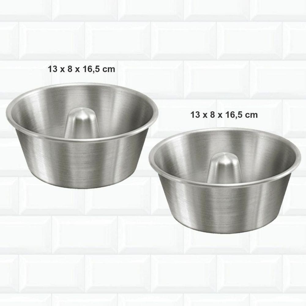 Kit 2 Assadeiras De Pudim Pequena Em Alumínio 13X8 +