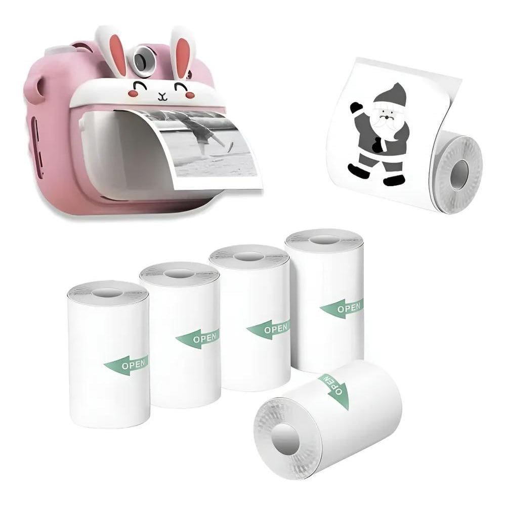 Kit 5 Rolos Papel Termico Adesivo Camera Infantil Impressora