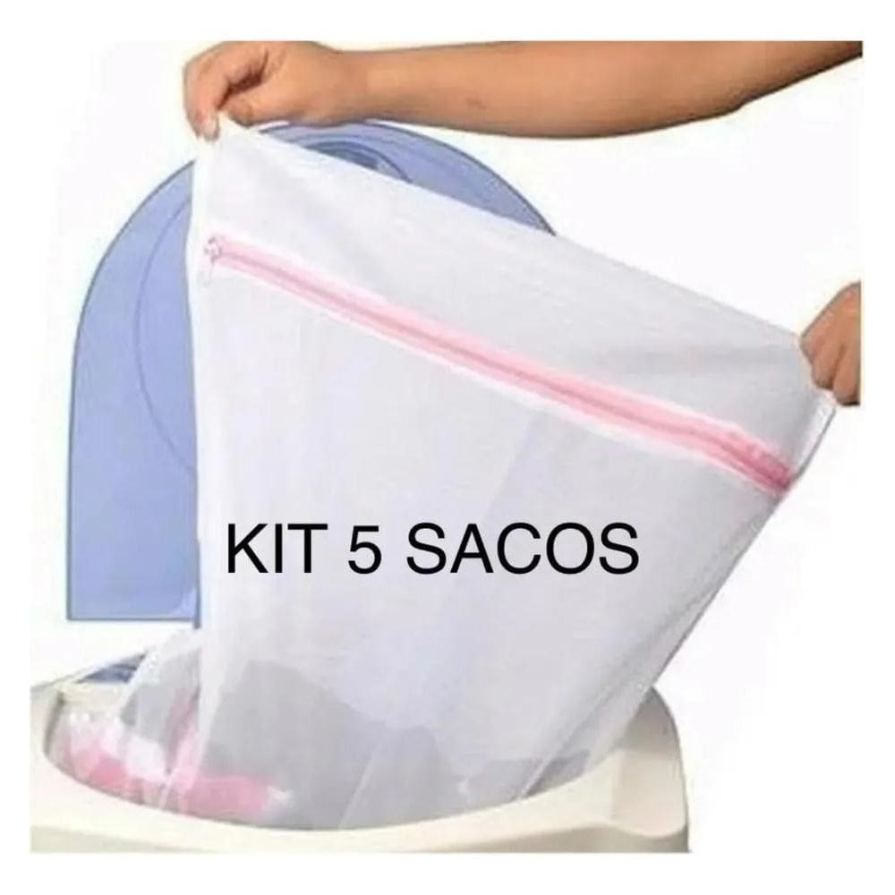 Kit 5 Saquinhos De Lavar Roupas Delicadas Com Zíper Lt11936S