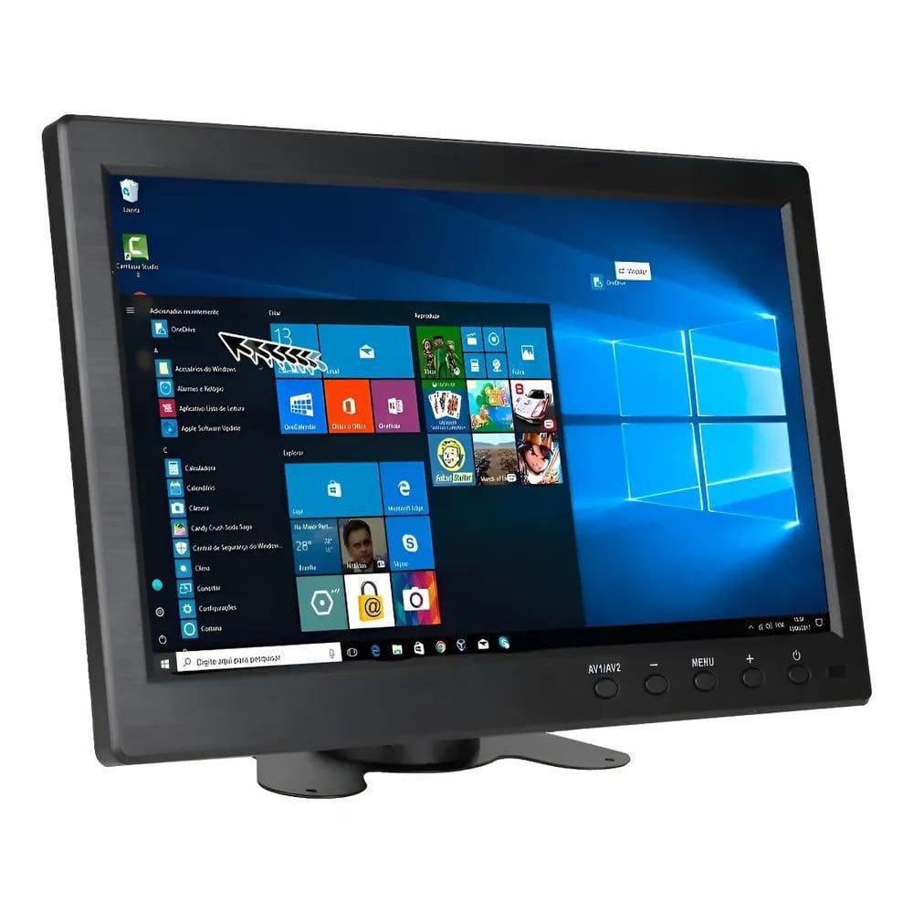 Tela Monitor 10 Polegadas Ahd Ftv Controle Hdmi Vga Usb Rca