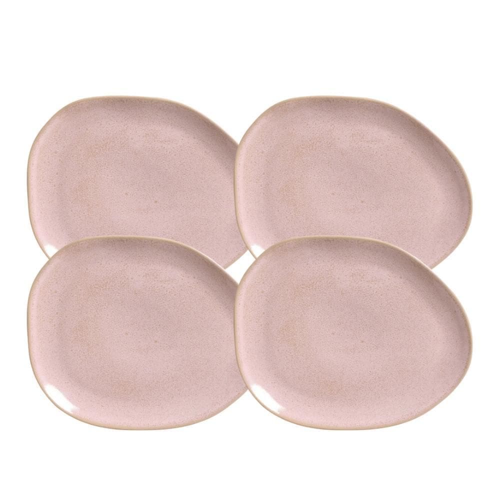 Jogo Pratos De Sobremesa 22,5Cm 4 Peças Oval Orgânico Litchi