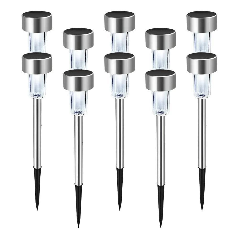 Kit 10 Luminárias Espeto Sol Prateado - Transparente  6000K