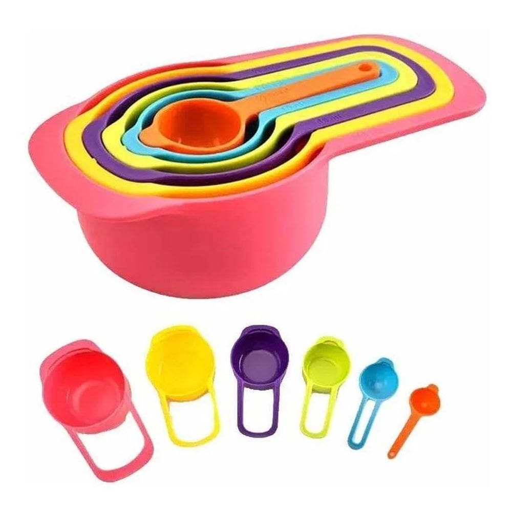 3X Conjunto Kit Colher Colheres Xícaras De Medida 6 Peças