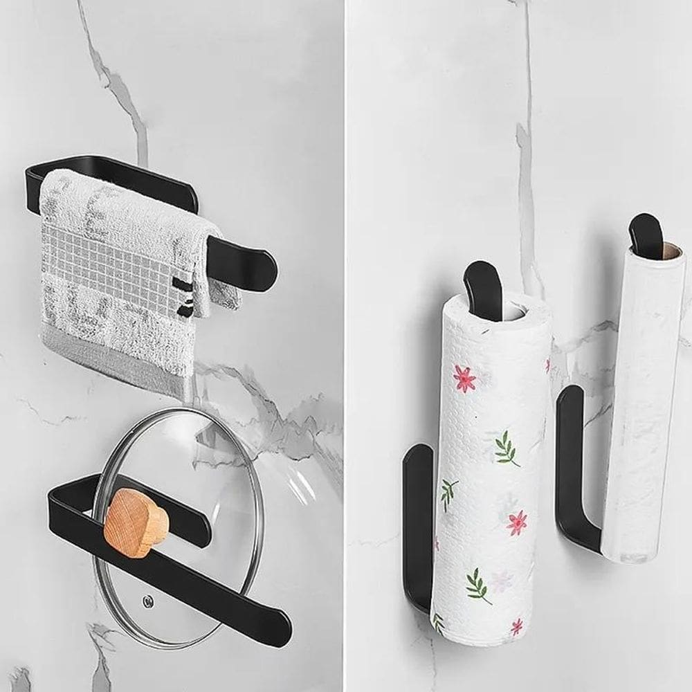 Porta Papel Toalha Multiuso Sem Furos Suporte Parede 2 Cores