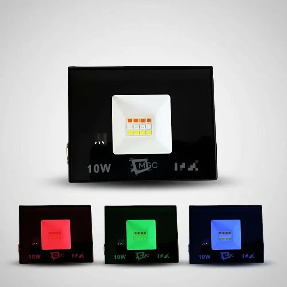 Refletor Mini 10W Cromoterapia Rgb Bivolt Controle E Memória