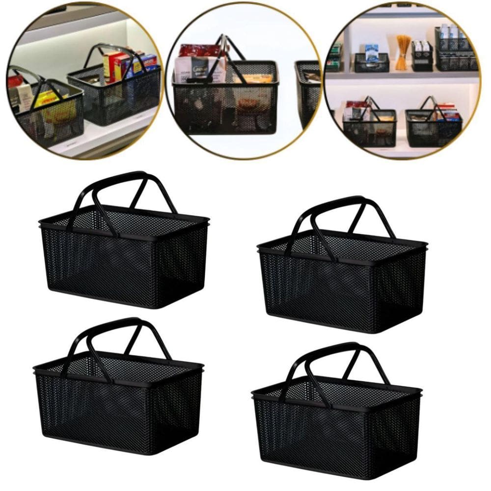 Kit 4 Cesto Organizador Com Alça Retangular Caixa Multiuso