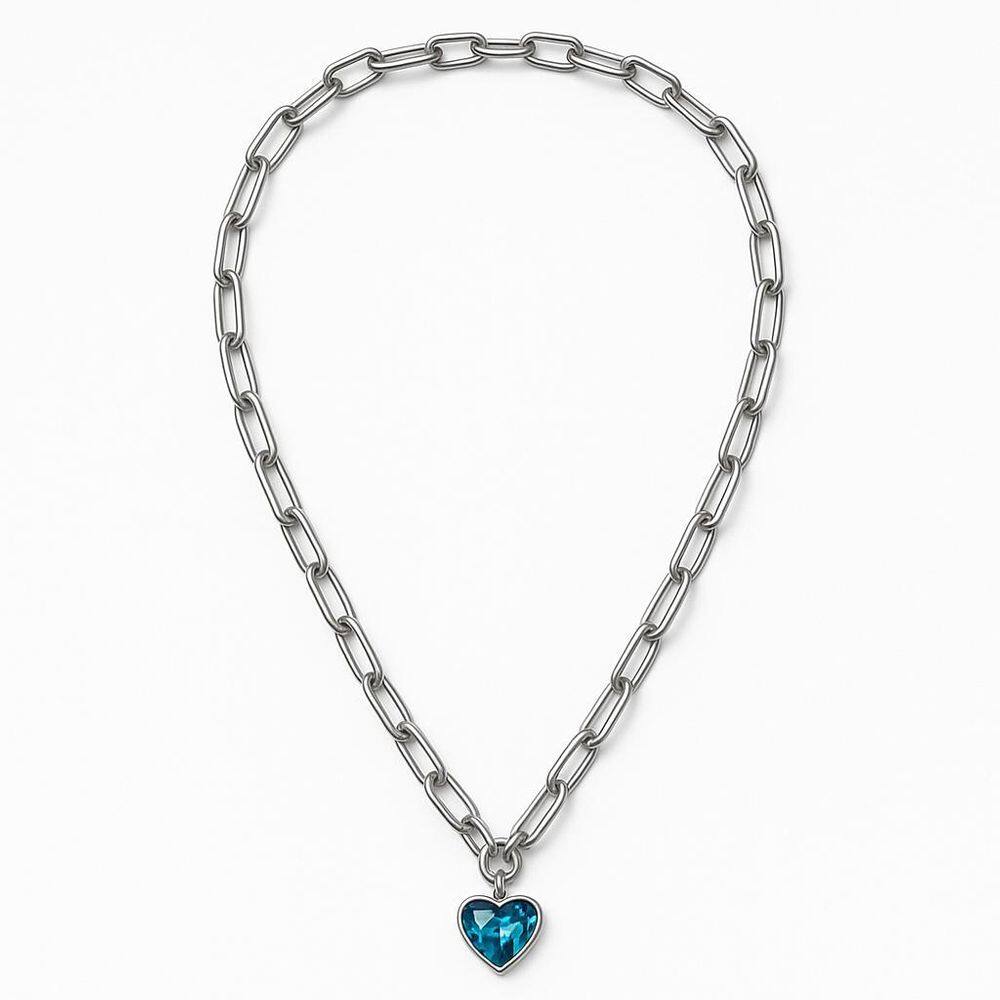 Colar Pingente Coração Azul Feminino Delicado Luxo Presente