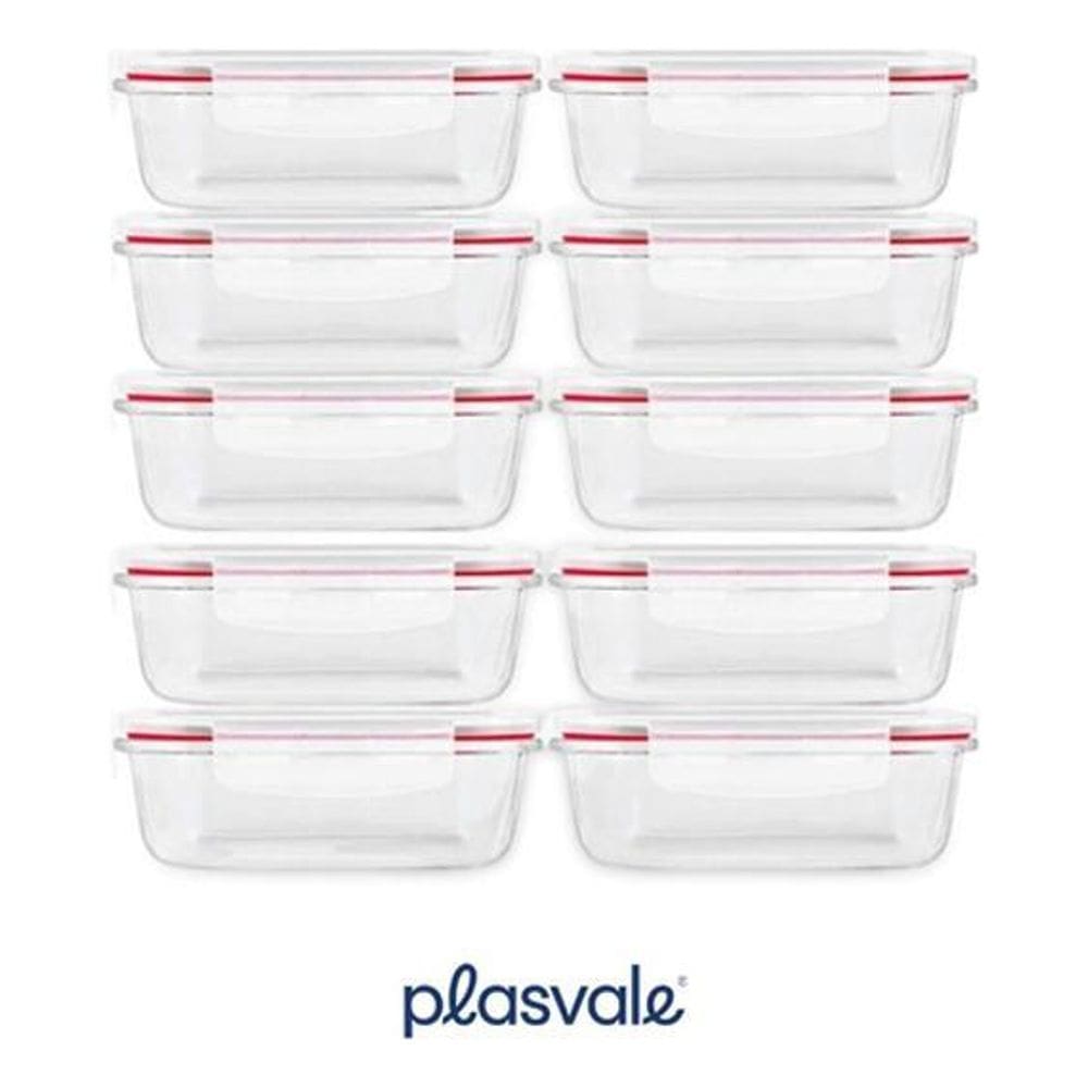 Conjunto 10 Potes 640Ml Vidro Hermético 4 Travas Marmita